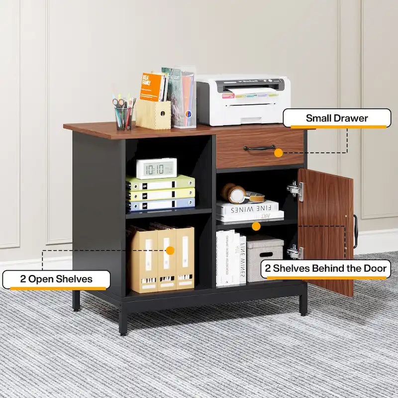 Large 63 L-Shaped Executive Office Desk with 31 File Cabinet