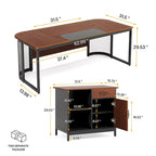 Large 63 L-Shaped Executive Office Desk with 31 File Cabinet