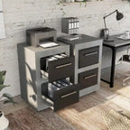 DH BASIC Urban Two-Drawer Mobile File Cabinet with Iron Bar Pulls by Denhour