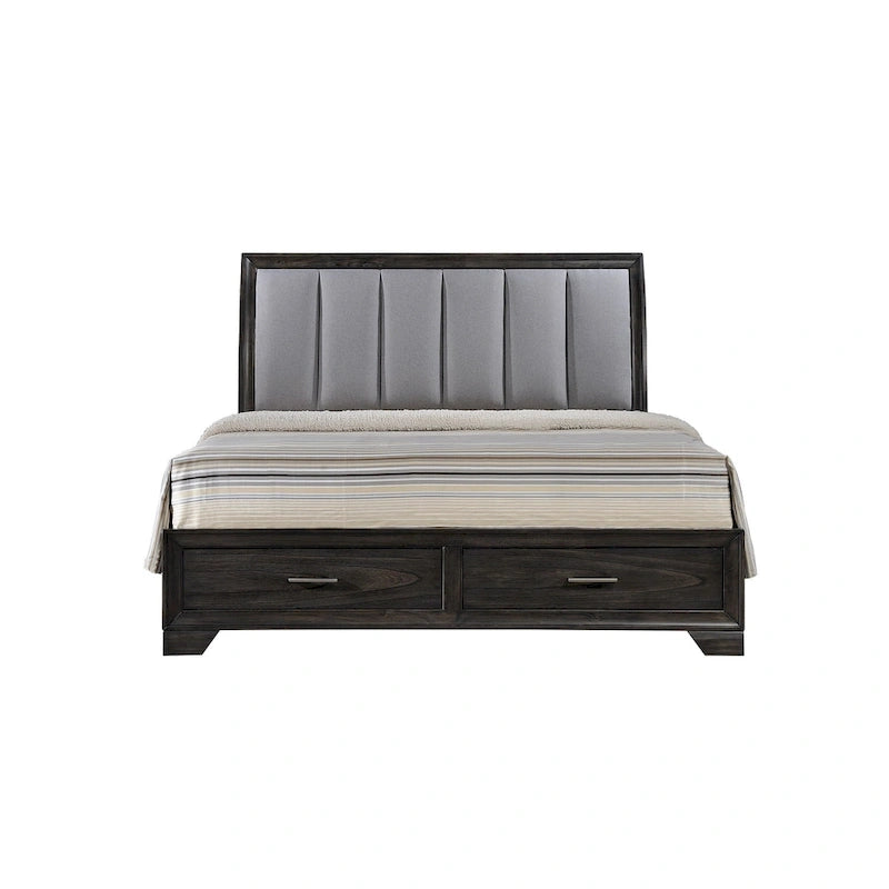 Ayla 5 Piece Gray Storage Fabric Platform Bedroom Set