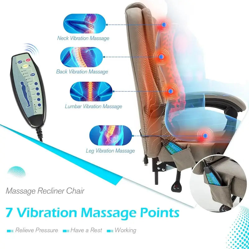 AECOJOY Ergonomic Office Chair with 7 Points Vibrating Massage&Heat Functions