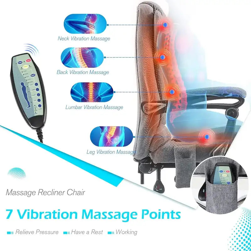 AECOJOY Ergonomic Office Chair with 7 Points Vibrating Massage&Heat Functions