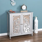 Sophia & William Silver 2-Door Fujimori Mirror Accent Storage Cabinet