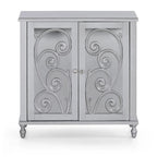 Sophia & William Silver 2-Door Fujimori Mirror Accent Storage Cabinet