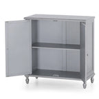 Sophia & William Silver 2-Door Fujimori Mirror Accent Storage Cabinet