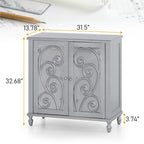 Sophia & William Silver 2-Door Fujimori Mirror Accent Storage Cabinet
