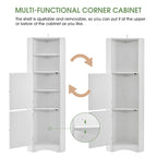 Nestfair Tall Freestanding Bathroom Cabinet Corner Storage Cabinet with Doors and Adjustable Shelves