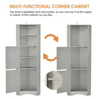 Nestfair Tall Freestanding Bathroom Cabinet Corner Storage Cabinet with Doors and Adjustable Shelves