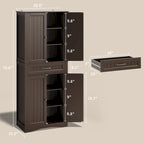 66.5Tall Freestanding White Kitchen Food Storage Cabinet with Metal Slide Drawers with Flip-Flops