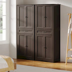 66.5Tall Freestanding White Kitchen Food Storage Cabinet with Metal Slide Drawers with Flip-Flops