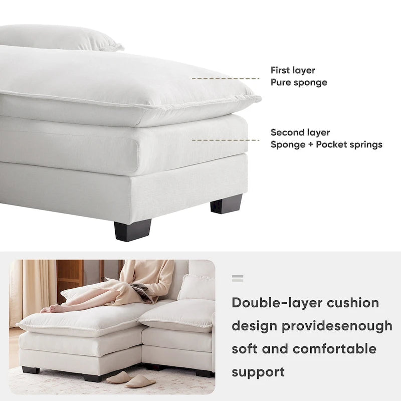 [VIDEO provided][New]123*55 Modern U-shaped Sofa with Console,Cupholders and USB Ports,6-seat Upholstered Symmetrical Indoor Fu