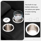 [VIDEO provided][New]123*55 Modern U-shaped Sofa with Console,Cupholders and USB Ports,6-seat Upholstered Symmetrical Indoor Fu