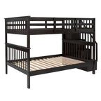 Stairway Full-Over-Full Bunk Bed with Drawer, Storage and Guard Rail for Bedroom, Espresso color( old sku: LP000310AAP )