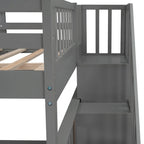 Stairway Full-Over-Full Bunk Bed with Drawer, Storage and Guard Rail for Bedroom, Espresso color( old sku: LP000310AAP )