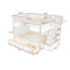 Stairway Full-Over-Full Bunk Bed with Drawer, Storage and Guard Rail for Bedroom, Espresso color( old sku: LP000310AAP )