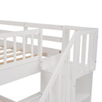 Stairway Full-Over-Full Bunk Bed with Drawer, Storage and Guard Rail for Bedroom, Espresso color( old sku: LP000310AAP )