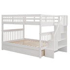 Stairway Full-Over-Full Bunk Bed with Drawer, Storage and Guard Rail for Bedroom, Espresso color( old sku: LP000310AAP )