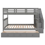 Stairway Full-Over-Full Bunk Bed with Drawer, Storage and Guard Rail for Bedroom, Espresso color( old sku: LP000310AAP )