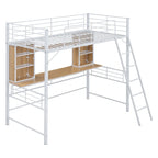 Twin Size Loft Bed with Desk and Shelf , Loft Bed with Ladder,Twin,Black