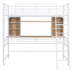 Twin Size Loft Bed with Desk and Shelf , Loft Bed with Ladder,Twin,Black