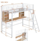 Twin Size Loft Bed with Desk and Shelf , Loft Bed with Ladder,Twin,Black