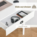HOMCOM Corner Desk, Triangle Computer Desk with Drawer and Storage Shelves for Small Space