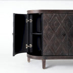 Lennon Beige Fir Veneer 4 Door Cabinet - 47.2L x 15.0W x 33.1H