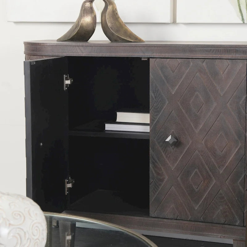 Lennon Beige Fir Veneer 4 Door Cabinet - 47.2L x 15.0W x 33.1H