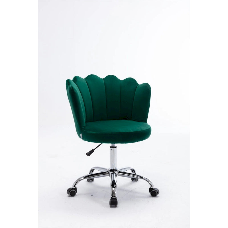 Velvet Upholstered Adjustable Height Swivel Home Office Chair