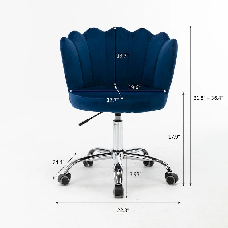 Velvet Upholstered Adjustable Height Swivel Home Office Chair