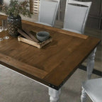 Roundhill Furniture Salines Two-tone Wood Turned Leg Dining Table, Rustic White and Oak
