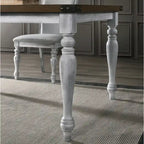 Roundhill Furniture Salines Two-tone Wood Turned Leg Dining Table, Rustic White and Oak