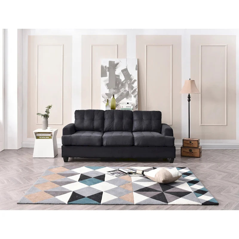 Sandridge 79 in. W Flared Arm Microfiber Straight Sofa - 34L x 79W x 36H