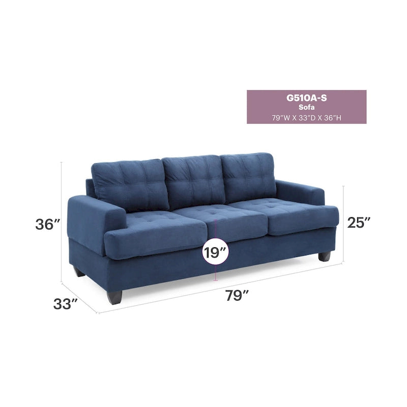 Sandridge 79 in. W Flared Arm Microfiber Straight Sofa - 34L x 79W x 36H
