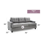 Sandridge 79 in. W Flared Arm Microfiber Straight Sofa - 34L x 79W x 36H