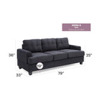 Sandridge 79 in. W Flared Arm Microfiber Straight Sofa - 34L x 79W x 36H