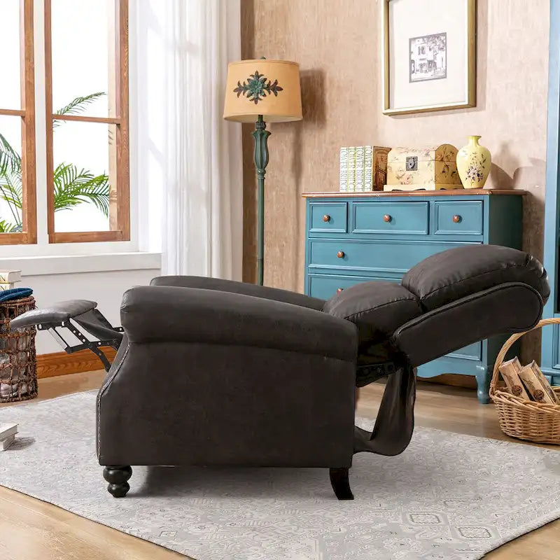 Armchair Pushback Club Recliner with Rivet Decoration