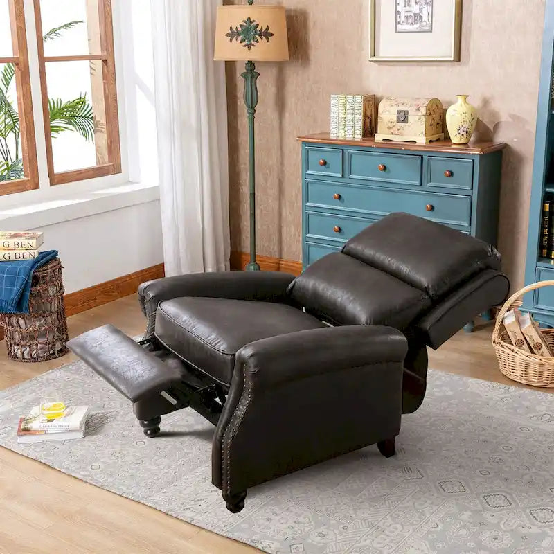 Armchair Pushback Club Recliner with Rivet Decoration
