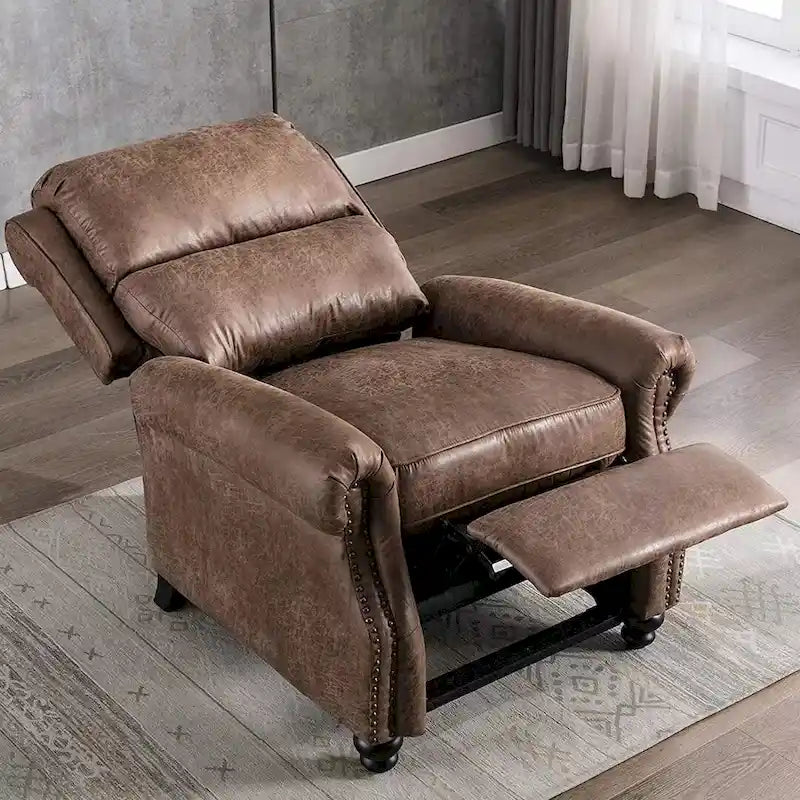 Armchair Pushback Club Recliner with Rivet Decoration