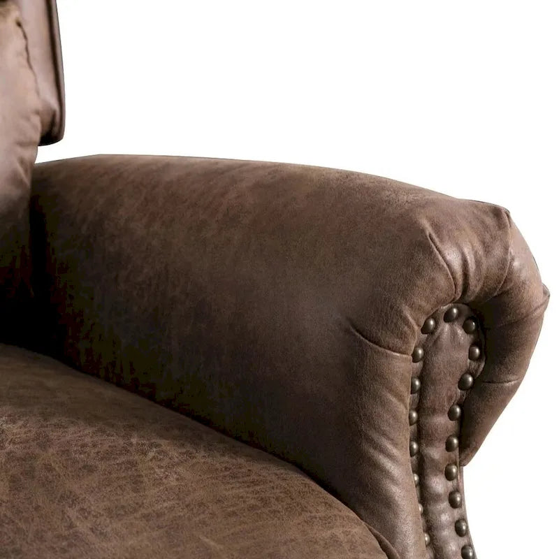 Armchair Pushback Club Recliner with Rivet Decoration