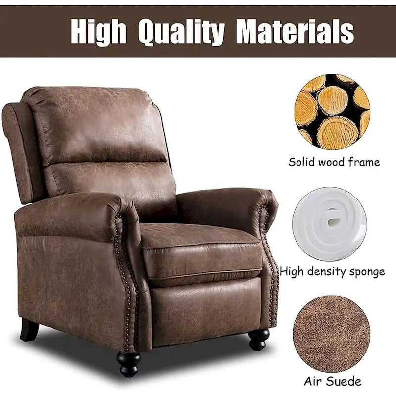 Armchair Pushback Club Recliner with Rivet Decoration