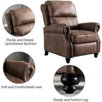 Armchair Pushback Club Recliner with Rivet Decoration