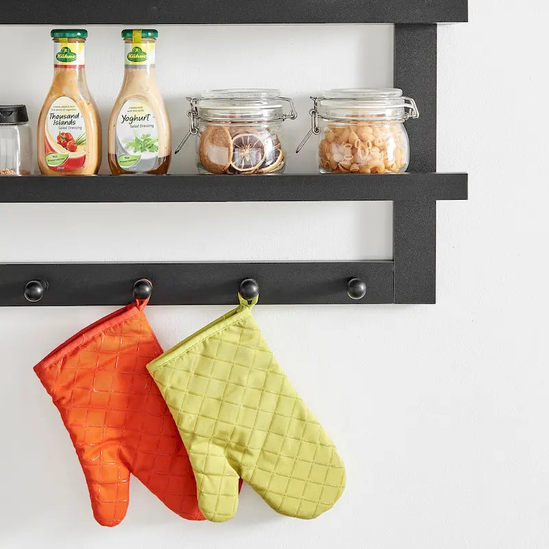 Danya B. 2-Tier Wall Shelf with 5 Hanging Hooks - Entryway or Bathroom