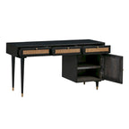 Sierra Wood and Cane 3 Drawer Desk