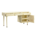 Sierra Wood and Cane 3 Drawer Desk