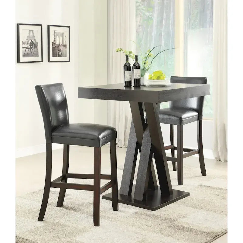 Camille Cappuccino Double X Base Square Bar Table