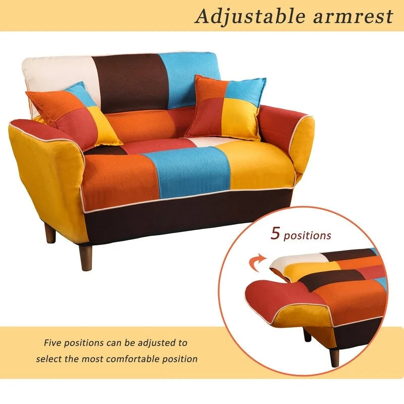 Colorful Antique Sofa, Loveseat, Solid Wood Legs