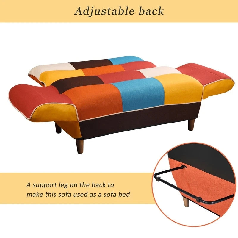 Colorful Antique Sofa, Loveseat, Solid Wood Legs