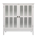 Transparent Door Free Standing Accent Storage Cabinet For Kitchen Dining White
