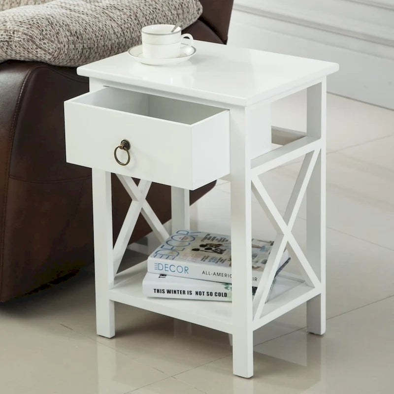 Copper Grove Vore Wood X-base 1-drawer Storage Nightstand